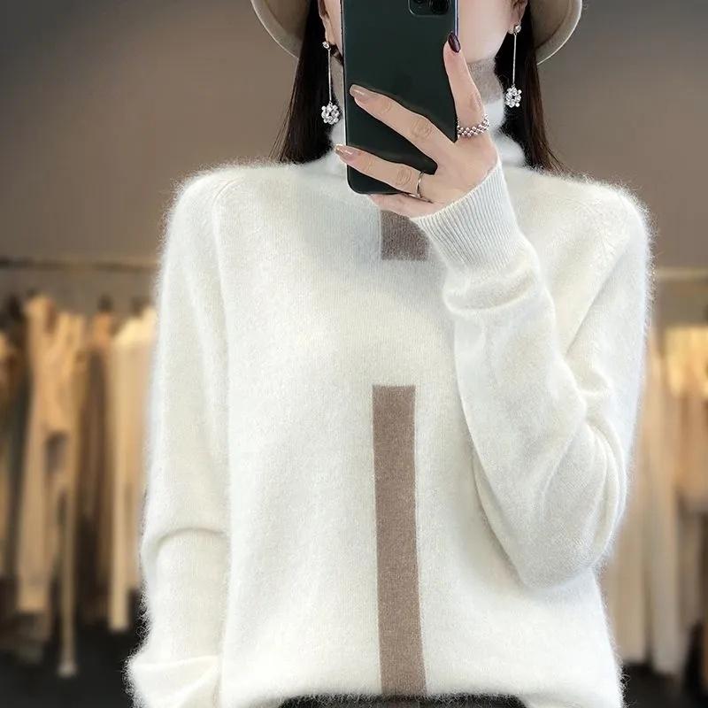 Lafarvie Mink Cashmere Turtleneck Sweater Women Autumn Winter Coloth Soft Warm Jumper Pull Femme Hiver Jumper Pullove Outwear