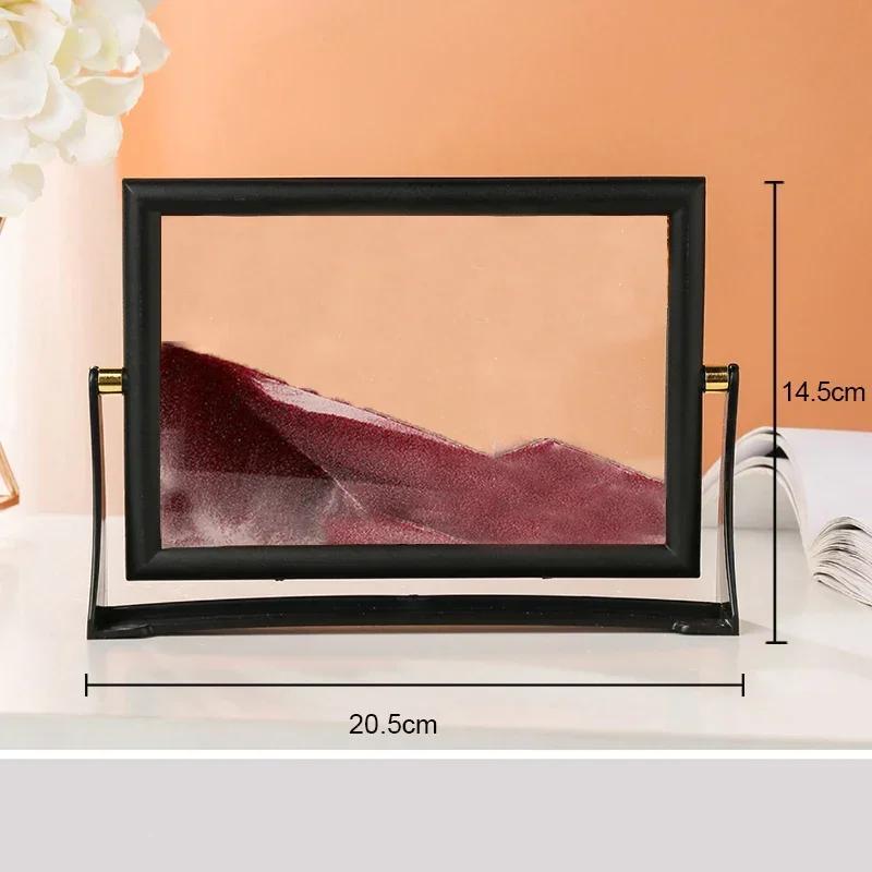 Creative Moving Sand Art Painting Square Glass 3D Deep Sea Sandscape Quicksand Hourglass Rotatable Flowing Sand Home Decor Gifts