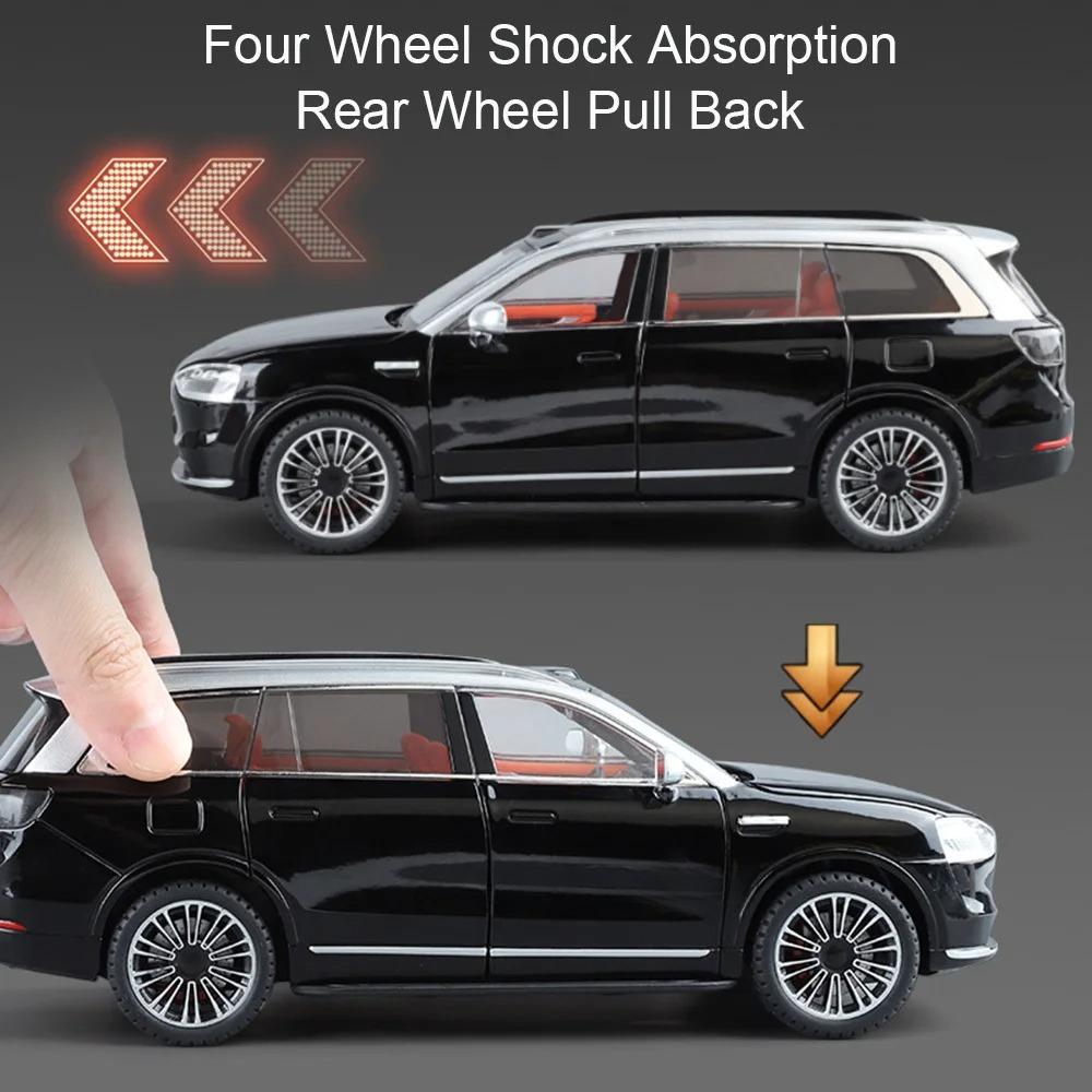 Модель автомобиля из литого под давлением сплава 1/24, AITO M9, съемные колеса, резиновые шины, светомузыкальный автомобиль, внедорожник, подарок на день рождения для детей