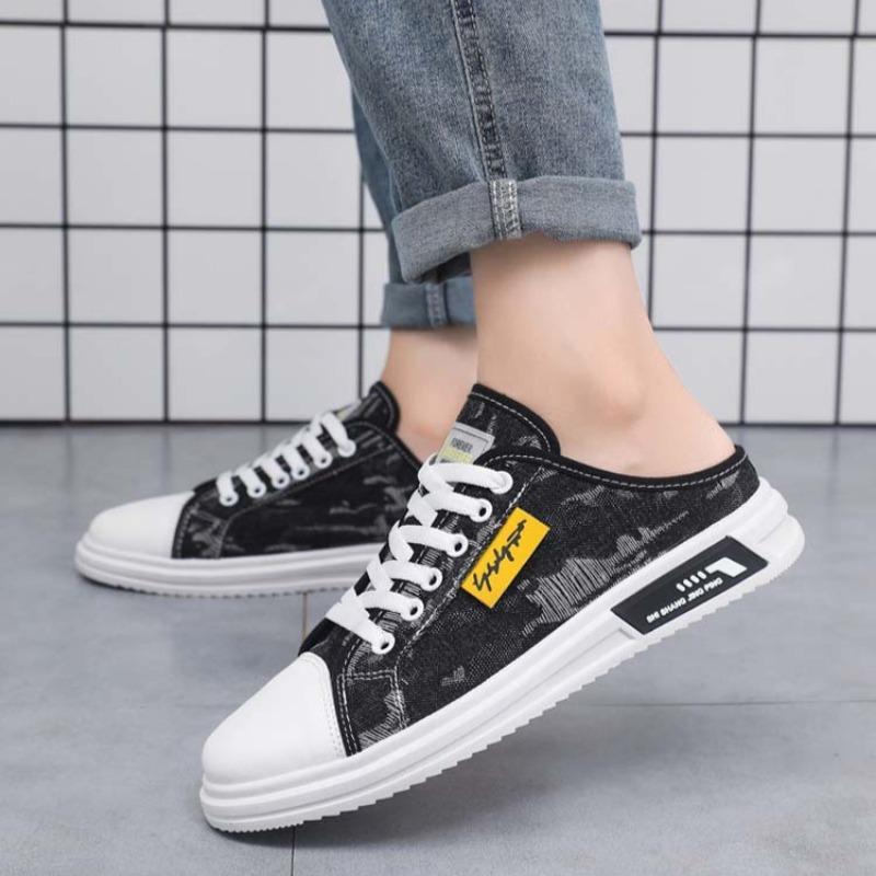 Модные модные мужские полутапочки для отдыха на открытом воздухе, дышащие, удобные, парусиновые туфли на плоской подошве, дизайнерские легкие повседневные кроссовки, горячая распродажа