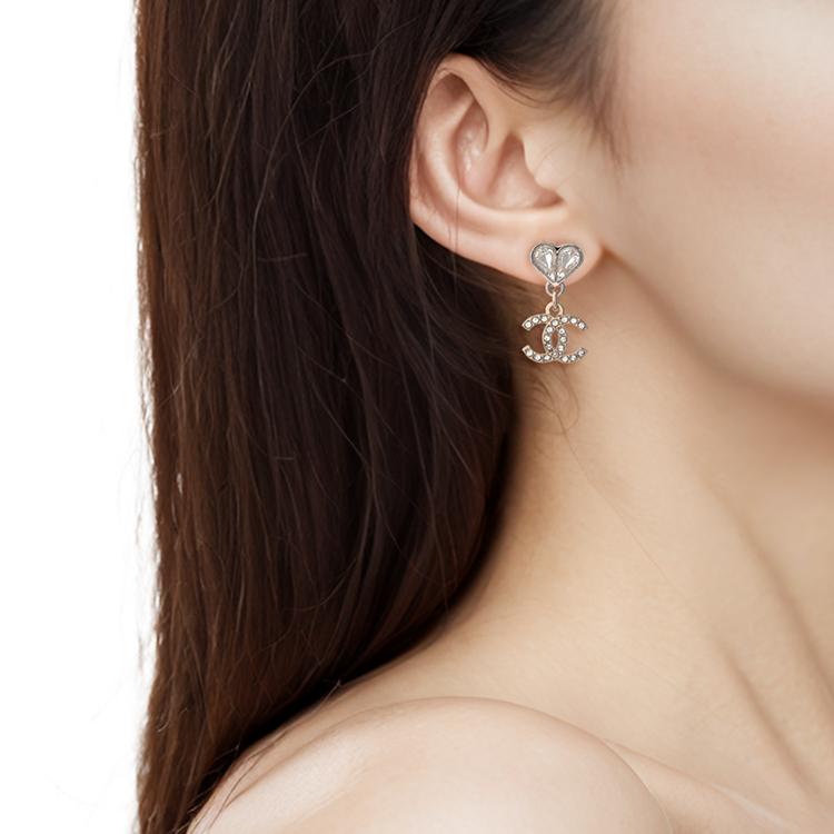 Chanel 23S Heart Double C Metal Earrings Women Earrings Gold Silver ABA909-B10902-NO032