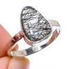 Natural Black Rutile Gemstone Handmade 925 Sterling Silver Jewelry Ring S.6 N3q20