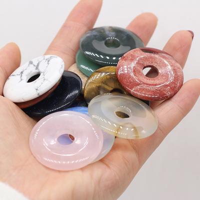 35x35 мм натуральный камень бусины с большими отверстиями круглый кристалл розовый кварц агат лазурит опал белая бирюза свободные бусины для изготовления ювелирных изделий DIY аксессуары