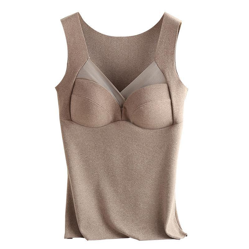 Бесшовный утепленный цельный жилет из немецкого бархата с отделкой без чашек для осени/зимы.