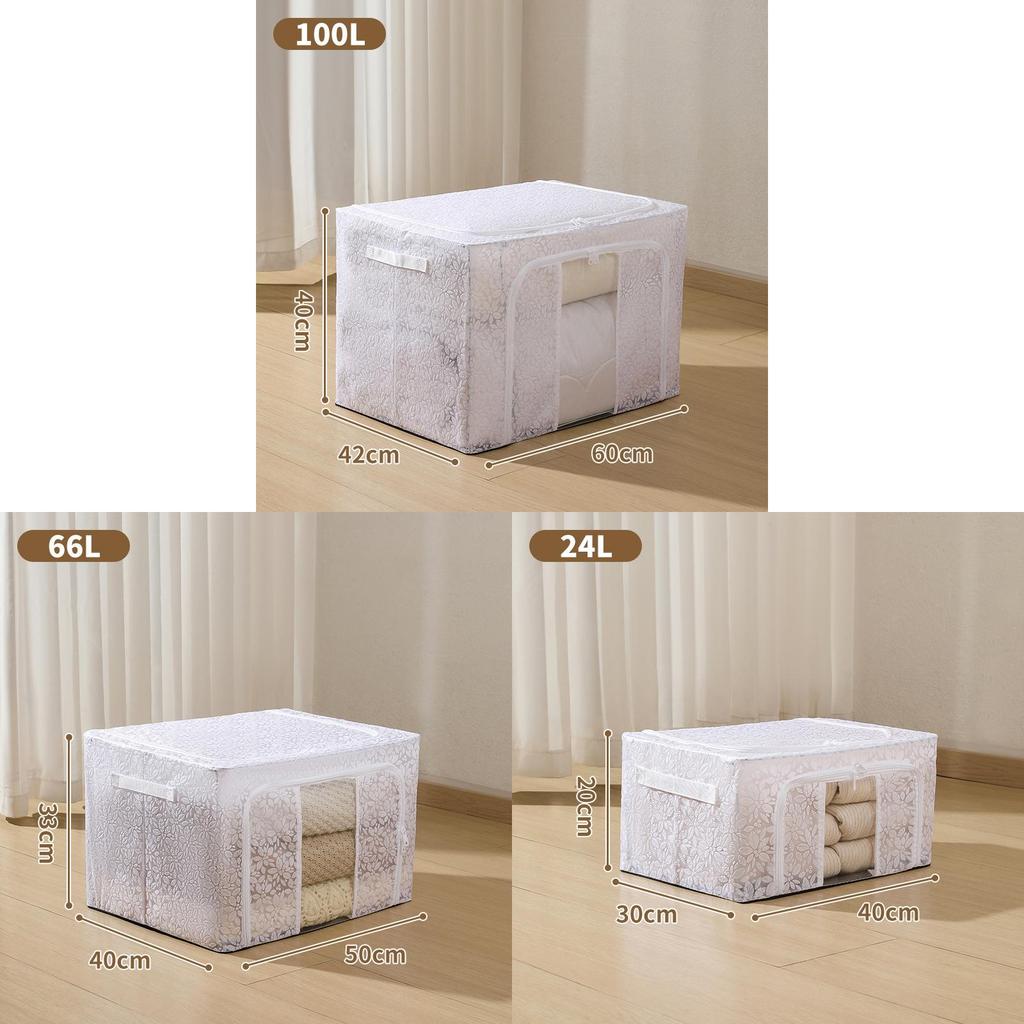 Pe Material Foldable Storage Bin With Printed Design For Bedroom Closet Organization