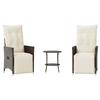 VidaXL Ensemble de bistro 3 pcs avec coussins marron résine tressée 365674