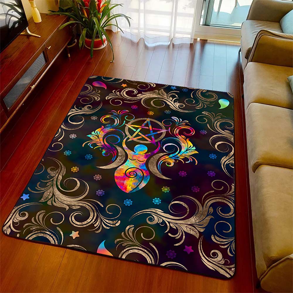 Triple Moon Goddess Carpet Wicca Goth Subculture Rock Romance Non-slip Doormat Mat Hallway Entrance Door Rug Bedroom Decor