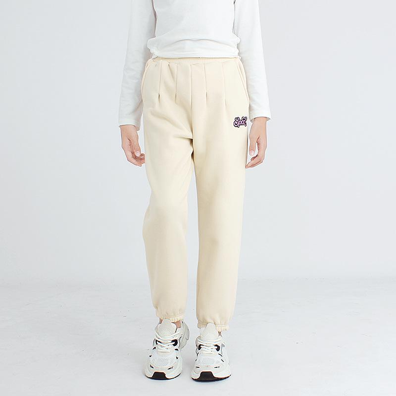 Korean Style Fleece-Lined Winter Sports Sweatpants for Girls