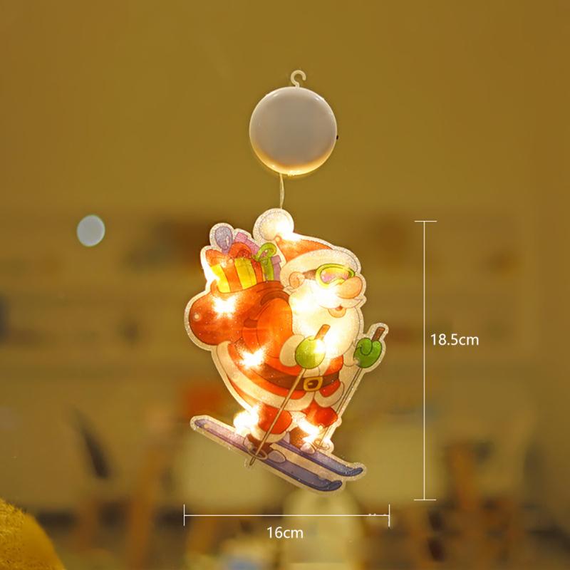 Светодиодные подвесные светильники с присоской Снеговик Санта-Клауса в форме лампы для витрины рождественской вечеринки