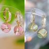 Vintage Cat's Eye Teardrop Earrings: Green & Pink High-End Summer Design for Women