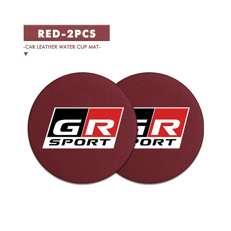 For S0 2Pcs Leather Car Coaster Water Cup Slot Mat Anti-slip Pad GR Sport Camry Prius Auris Crown Yaris Corolla CHR Avalon JH0