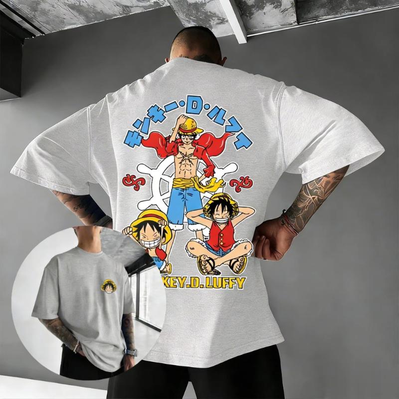 Футболка с принтом One Piece Луффи Мужская Женская Аниме Графическая Хлопковая С Коротким Рукавом Топы 2026 Летние Модные Повседневные Уличная Одежда Одежда в Стиле Y2k