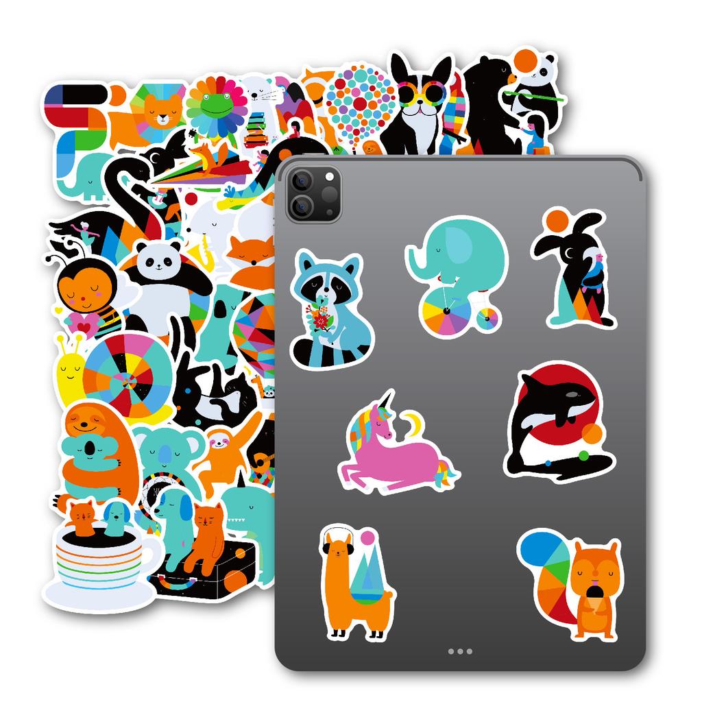 50 шт. Разноцветные наклейки с граффити животных, Милые мультяшные наклейки для ноутбука, Багажа и Декора