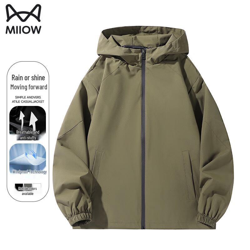 Miiow Men's Spring/Autumn Casual Hooded Windbreaker Jacket