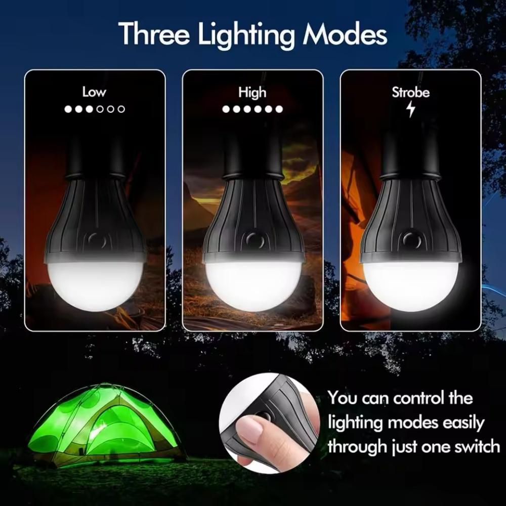 Portable LED Tent Lamp With Hook For Camping Hiking Emergency