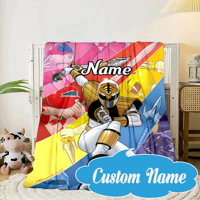 Custom Name Power-Rangers Heroes Blanket bed sofa Blanket Flannel Blanket for Camping, Hiking, Picnic Essentials,gift for Fan family