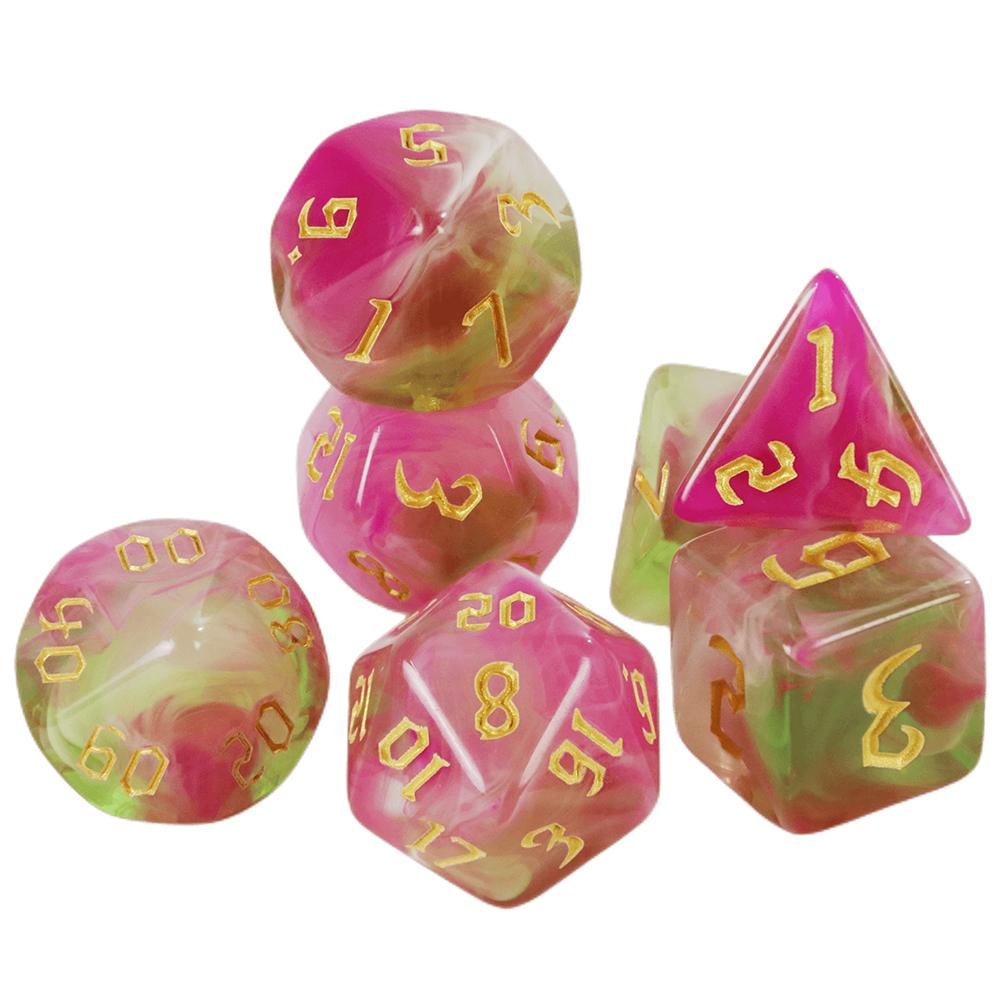 Набор семигранных игральных костей D&D смешанных цветов с тубусом для реквизита для настольной игры, принадлежности для настольных игр