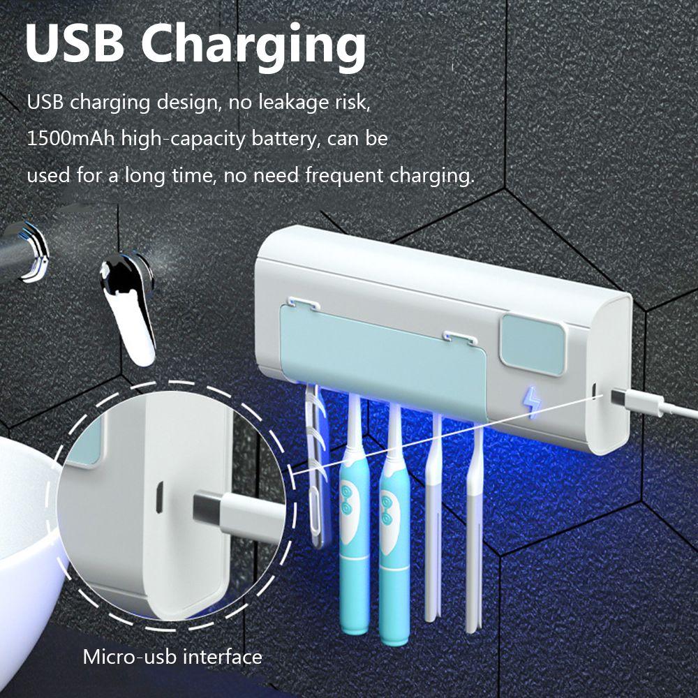 Wall Mounted Smart UV Light Toothpaste Dispenser Toothbrush Sterilizer Toothpaste Squeezer Holder