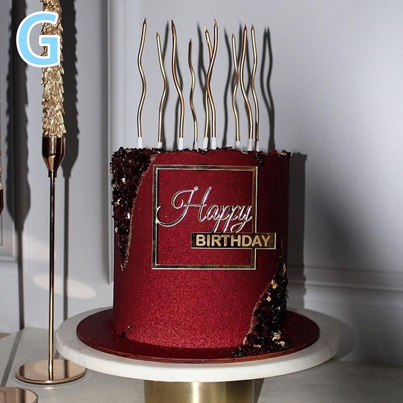 Happy Birthday Cake Topper Plastic Gold Mirror Cupcake Topper For Kids Birthday Party Cake Dessert Decorations Baby Shower Decor