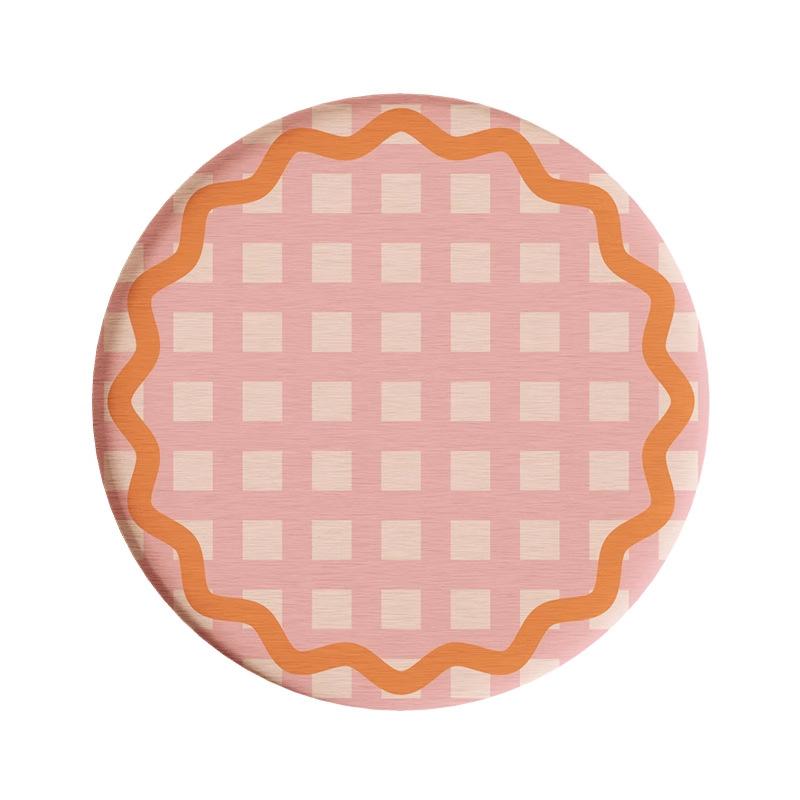 Round plaid hard diatom mud coffee tea coaster thermal insulation pad office non-slip absorbent pad
