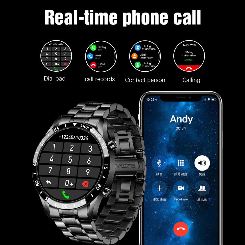 LIGE Smart Watch Bluetooth Call Blood Pressure Heart Rate Monitor Pedometer Waterproof Fitness Tracker Black