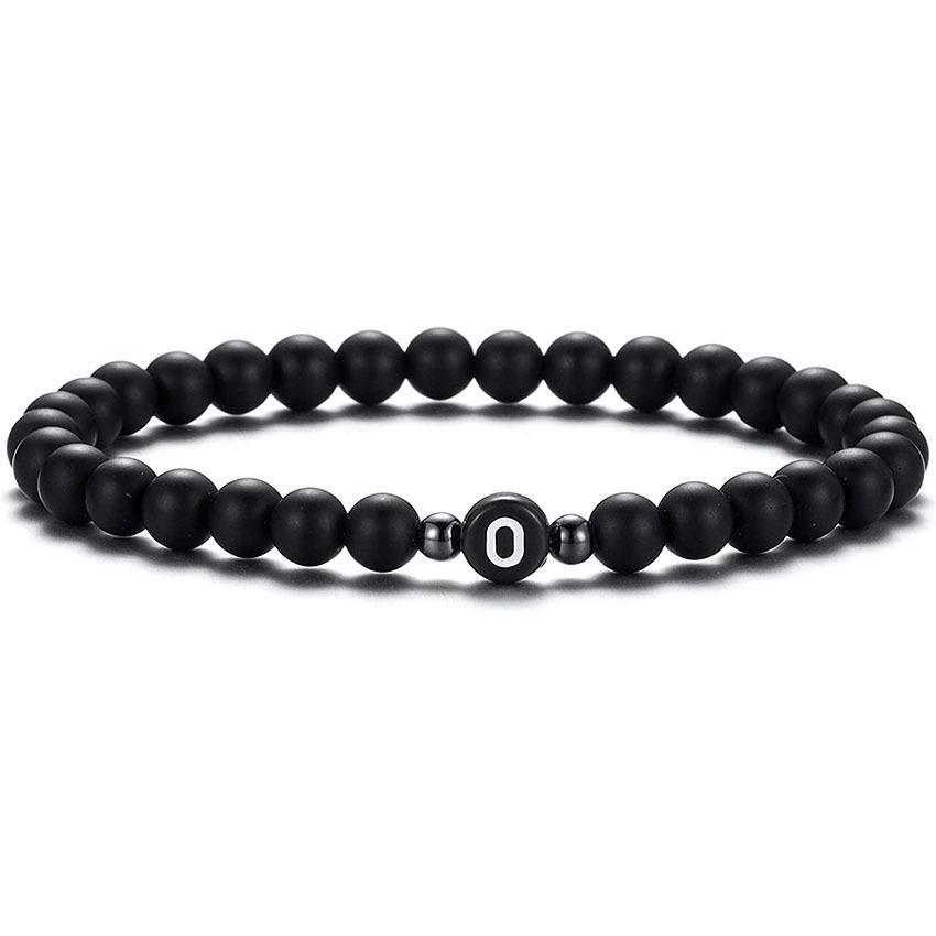 6MM Natural Frosted Agate Bracelet for Women Man Handmade Beaded Letter Bracelet Fashion 26 Letter Personality Couple Jewelry