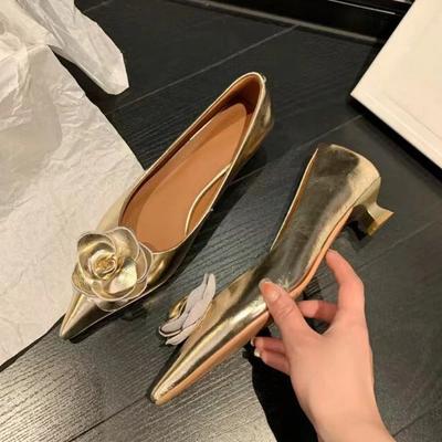 Модная весна и осень 2025 Новые туфли-лодочки с острым носком и неглубоким вырезом, на низком каблуке-шпильке, из мягкой кожи, одинарные женские туфли