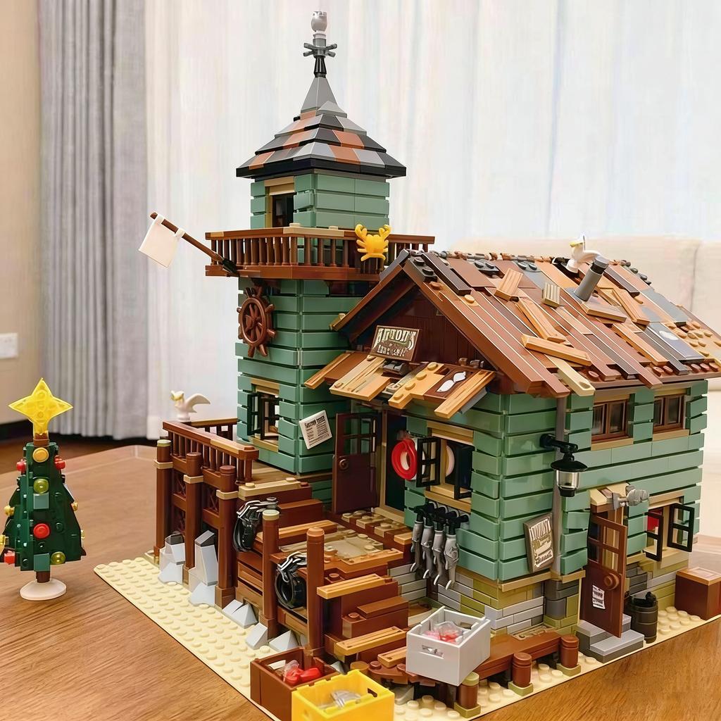 2000+PCS Micro Particle Building Block Fisherman s Hut Building Block Set Ocean Theme Fishing House Children s Toy Holiday Gift