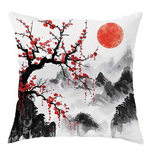 Наволочка декоративная в древнем стиле с цветущей сливой, ультрамягкий полиэстер, для гостиной, дивана, спинки, автомобильная наволочка
