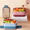 Portable Lunch Box Microwavable 2 Layer Stackable Japanese Bento Box with Utensils for Adults Kids