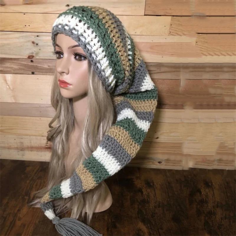 Новая модная длинная шляпа ведьмы ручной работы, связанная крючком, для взрослых