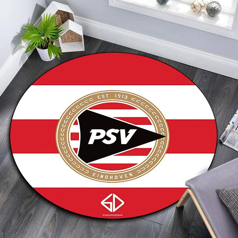 PSV Eindhoven Round Area Rug,Carpet Rug for Living Room Bedroom Sofa Playroom Decor,Non-slip Floor Mat