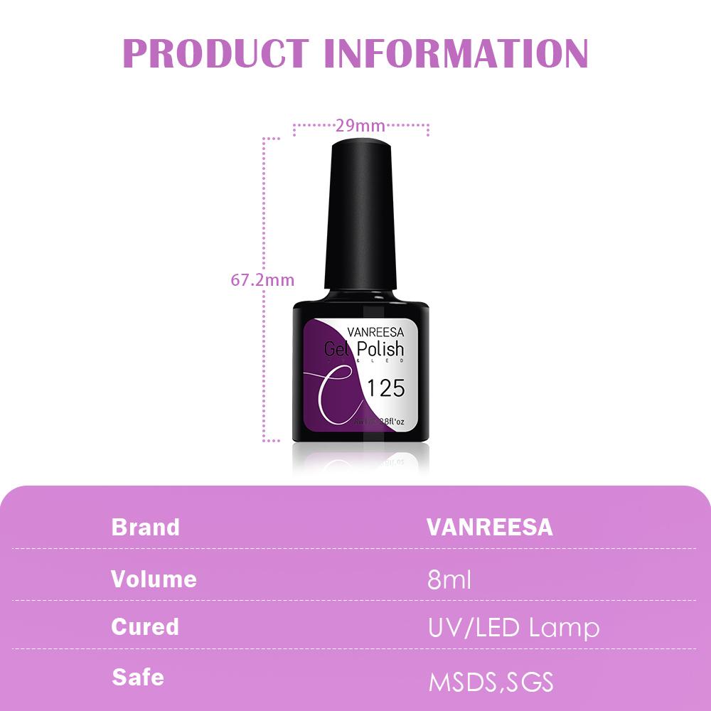 VANREESA Набор гелей для ногтей, 6 цветов, гель-лак для ногтей, замачиваемый гель с матовым базовым верхним слоем, набор для дизайна ногтей