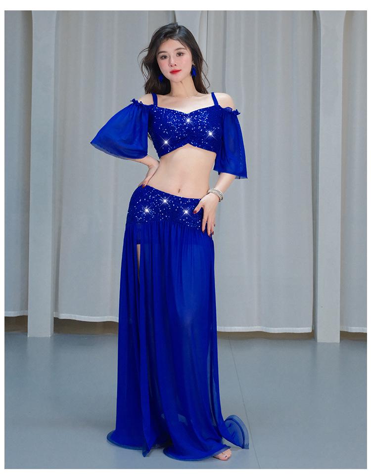 2025 Лето Сексуальный Расшитый Блестками Высококлассный Комплект для Танца Живота – Костюм для Практики и Выступлений