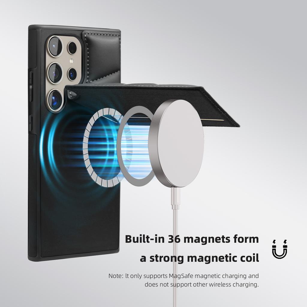 Кожаный чехол-кошелек для S22 S23 S24 S25 plus Ultra Cards Holder MagSafe Magnetic Charger Protective Cover