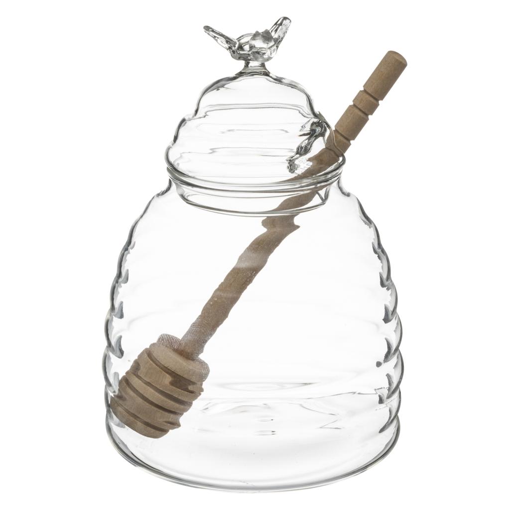 Roble Glass Honey Jar with Spoon