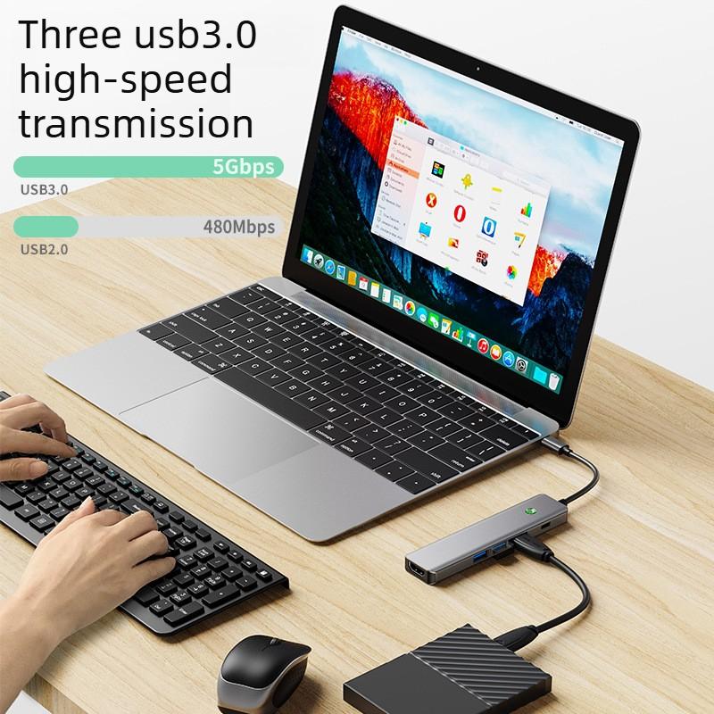 Док-станция Type-C (HUB), USB-конвертер с отключением экрана в один клик, 4K Высококачественное проецирование экрана, Мультиинтерфейсный для ноутбука