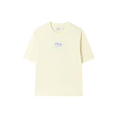 Fila X Magic Stick Коллаборация Модная Свободная Футболка с Коротким Рукавом и Круглым Вырезом Унисекс Топы Сырно-Белый F11U329101F-IV