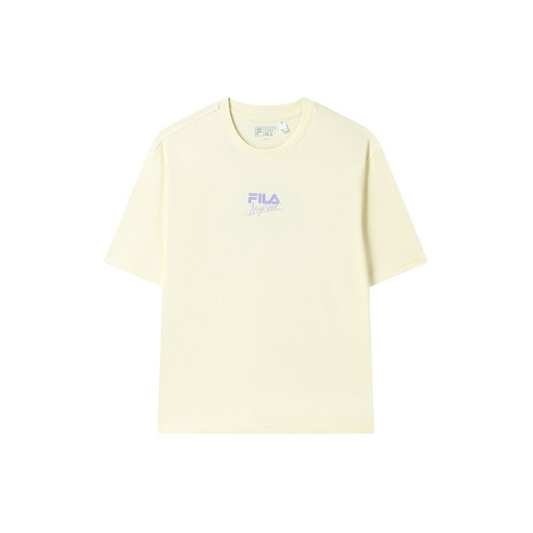 Fila X Magic Stick Коллаборация Модная Свободная Футболка с Коротким Рукавом и Круглым Вырезом Унисекс Топы Сырно-Белый F11U329101F-IV