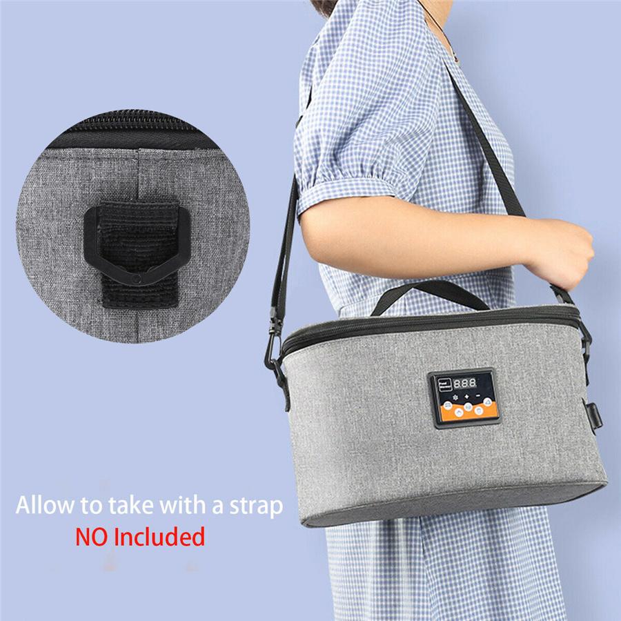 Портативная 8л 12В автомобильная сумка для подогрева еды, подогреватель, контейнер, ЖК-цифровой дисплей, серый