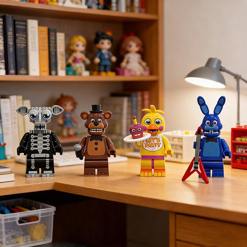 Anime Game Figures Building Block Mini Bricks Bonnie Mangle Freddy Bear Rabbit Doll Desktop Ornament Decor Toy Gift