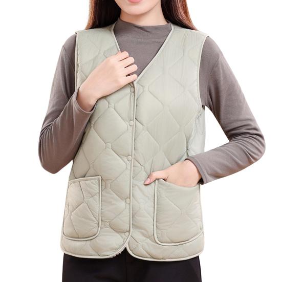 Женский зимний жилет с V-образным вырезом, без рукавов, однобортный, пальто-жилет с карманами, однотонный