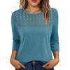 Women's Autumn Round Neck Top Lace Hollow Breathable Versatile Long Sleeve T-shirt
