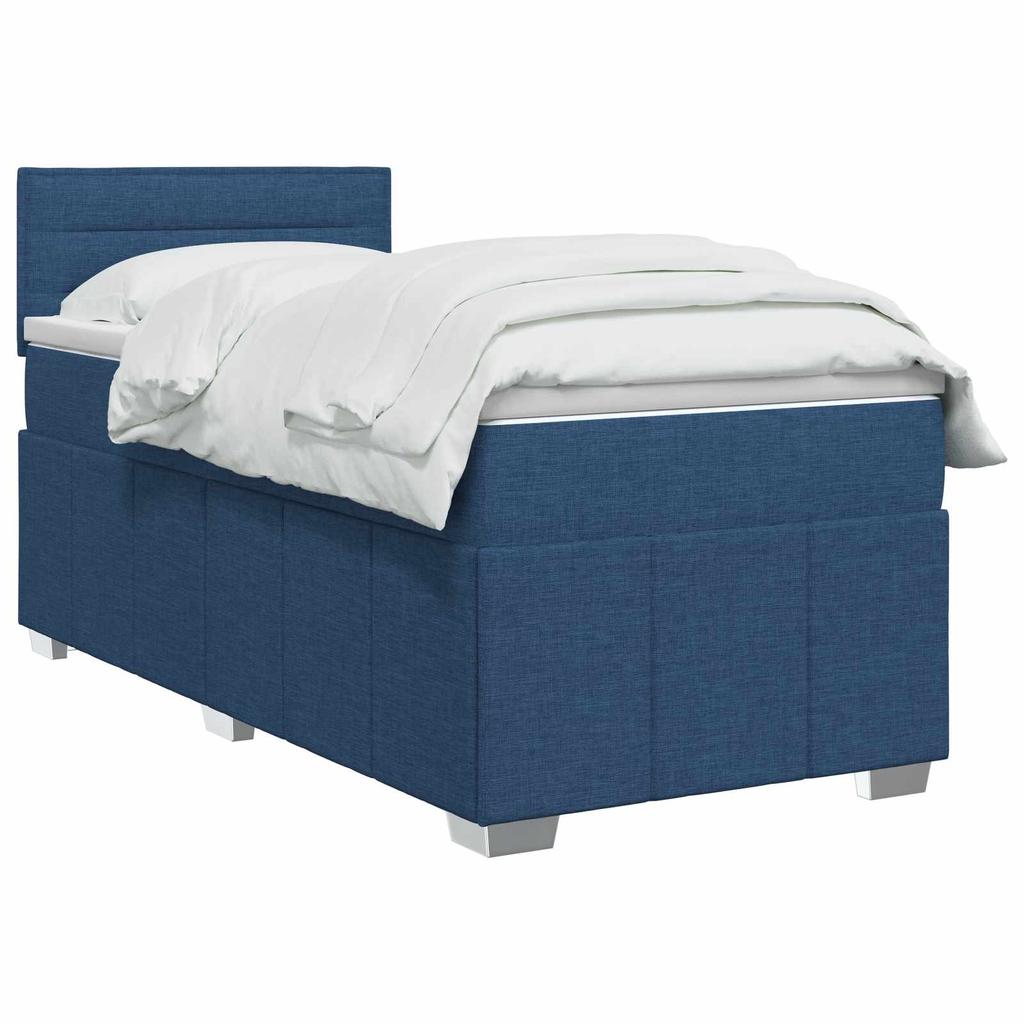Box Spring Bed with Mattress and Headboard Blue 100 x 200 cm Fabric