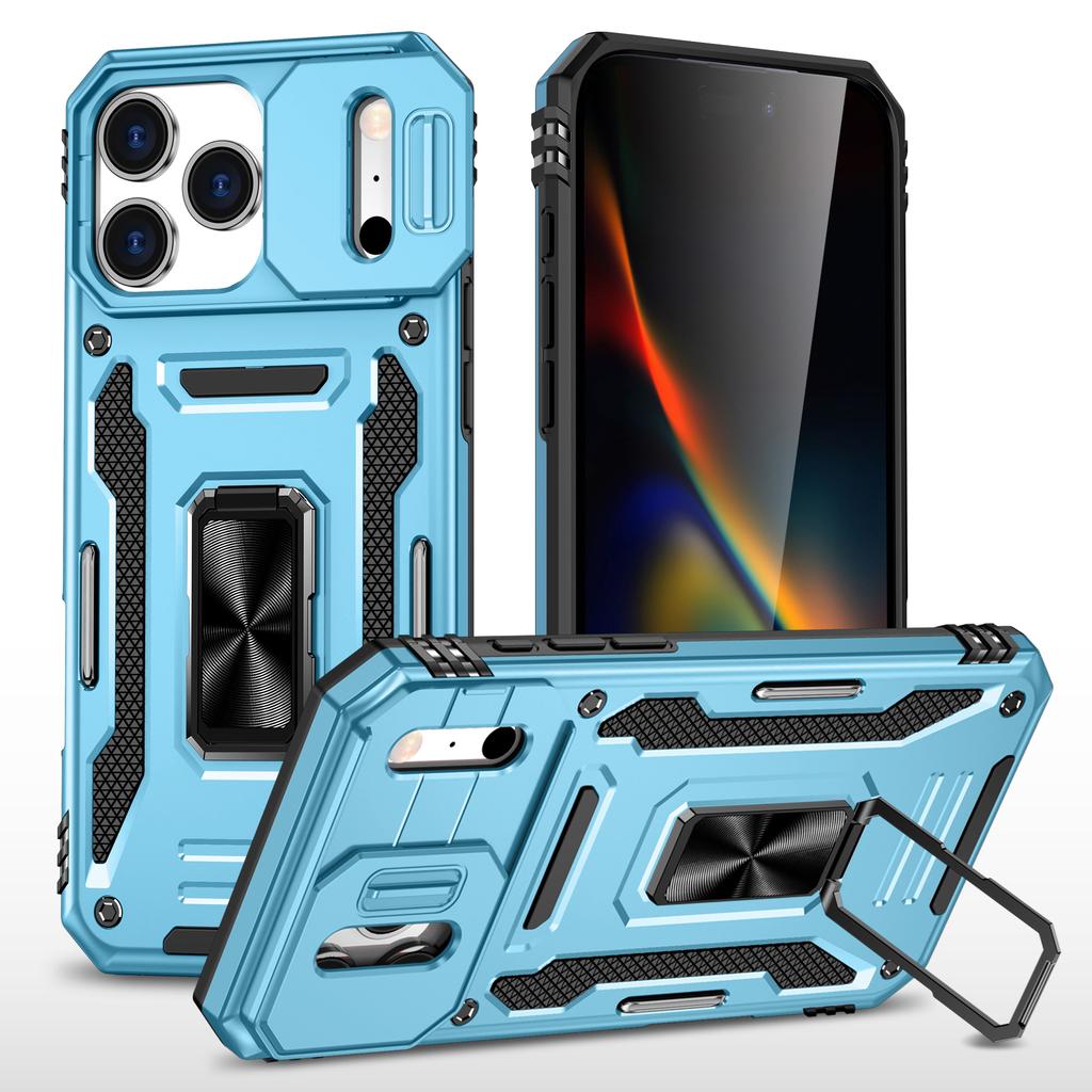 For iPhone 17 Pro Case Kickstand Slide Lens Lid PC+TPU Drop