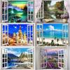Набор для алмазной живописи «сделай сам», настенный декор, пейзаж за окном, хобби для детей, 5D Алмазная вышивка