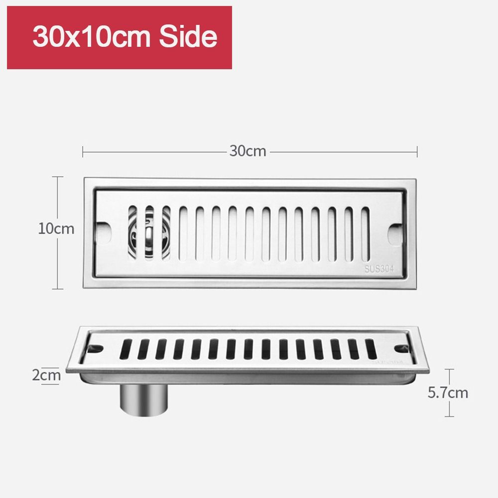 20-50cm Stainless Steel Shower Floor Drain with Strainer Cover Drain Filter Linear Floor Drain