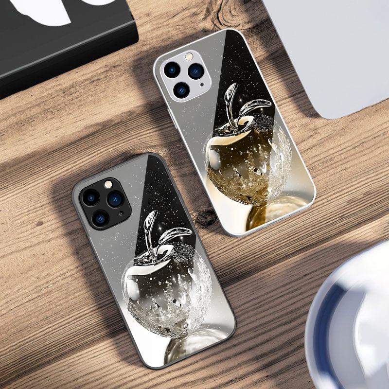 Прозрачный хрустальный чехол-яблоко для iPhone 16 Pro Max 15 Pro 14 13 12 Mini 11 XS M Ax XR 7 8 Plu SE 2022 из закаленного стекла