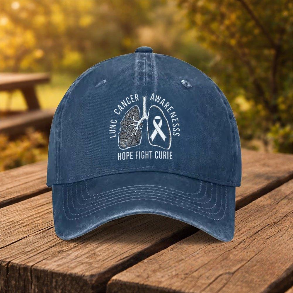 Lung Cancer Awareness Printed Baseball Cap Unisex Duckbill Cap for Outdoor Sports Fitness Travel