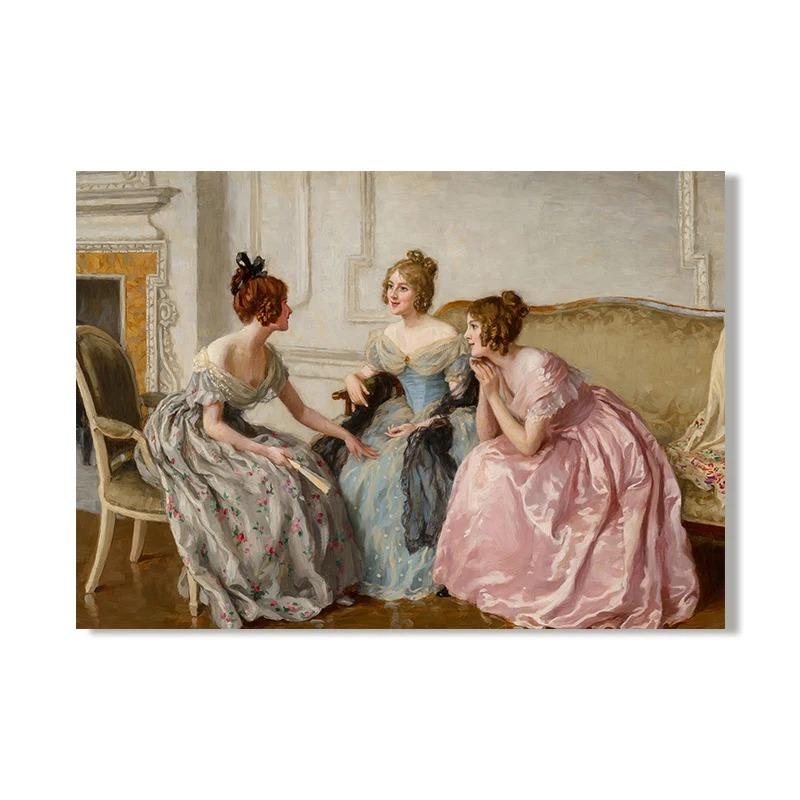 Викторианская женская живопись холст постер античный портрет девушки постер настенное украшение в стиле Регентства холст картины картины